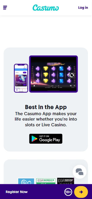 casumo app download button